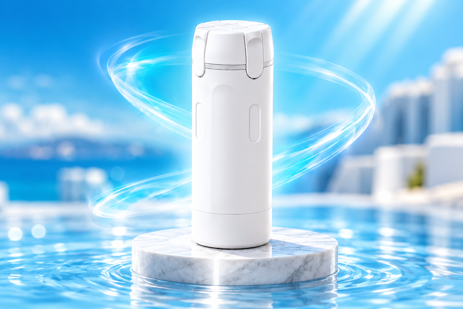 One closed white Snugglepaw 4-in-1 travel dispenser